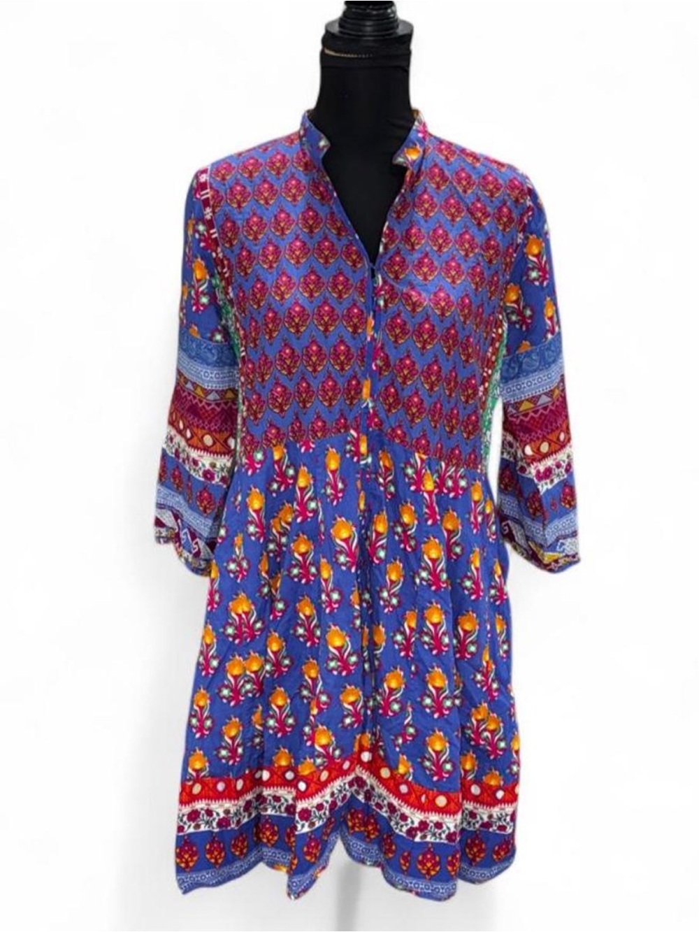 Khaadi Women’s Blue Floral Boho Tunic Dress